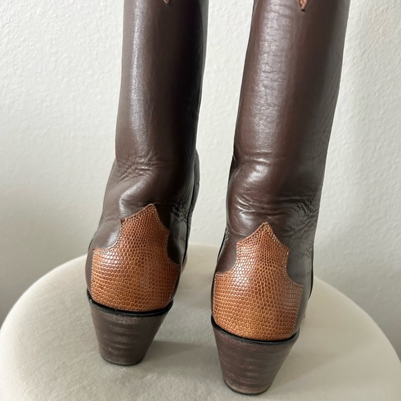 Justin Women’s Size 5.5 Two-Tone Lizard Skin Leather Tall Western Boots - Picture 5 of 7